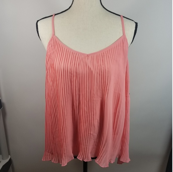 14th & Union Tops - 14th & Union Blouse L Pink Spaghetti Strap Pleated